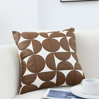 SOGA 45cm Brown Leather Square Pillow Half Moon Patchwork Design