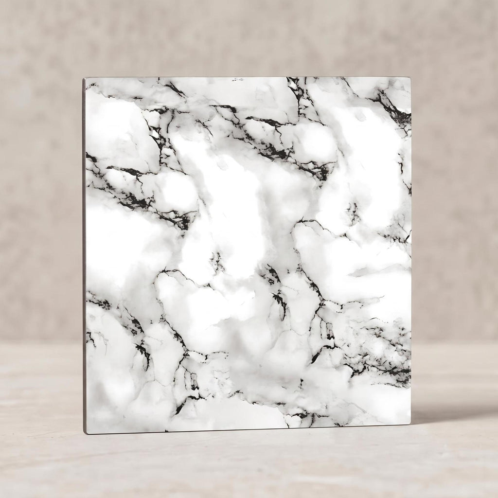 SOGA Peel & Stick Floor and Wall Tiles 60 x 60cm 10 Pack Black White Faux Marble