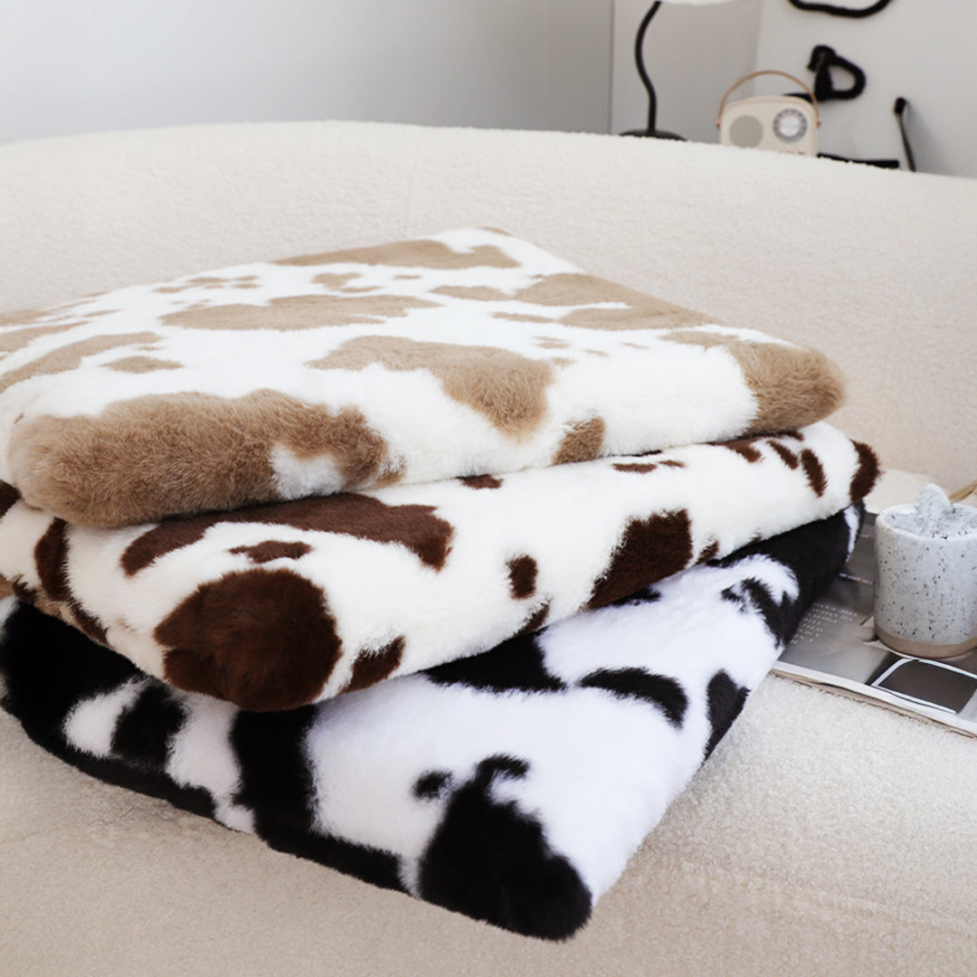 SOGA Black Cow Print Square Cushion Soft Leaning Plush Backrest Throw Seat Pillow