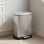 Rectangular 12L Stainless Steel Foot Pedal Recycling Bin for Garbage Silver