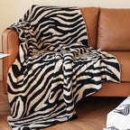 130x170cm Throw Blanket Black and White Soft Zebra Print