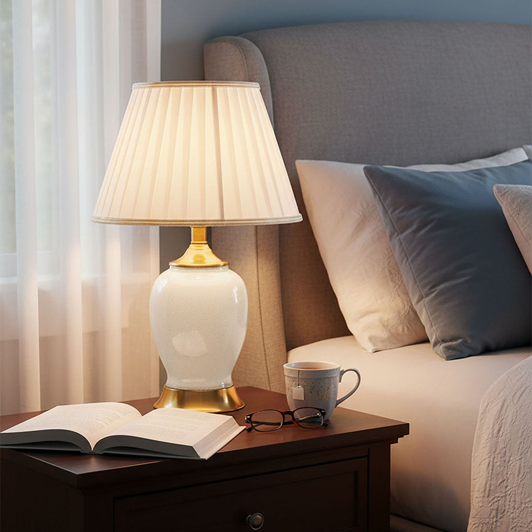 Ceramic Oval Table Lamp White