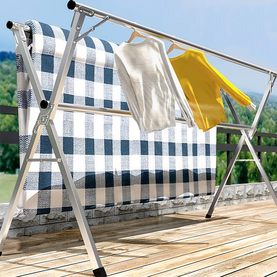 2.0m Portable Standing Clothes Drying Rack 3 Poles