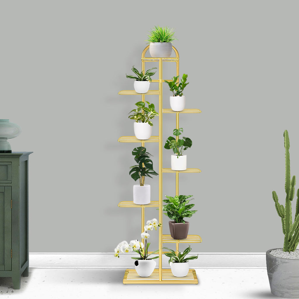 8 Tier Gold Metal Plant Flowerpot Display Rack