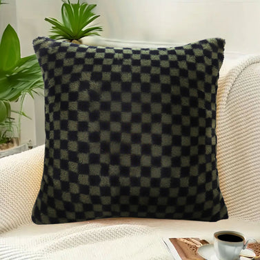 SOGA 45cm Urban Light Luxury Pillow Dark Night Green Checkered Square Throw Pillow