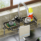 Black Kitchen Sink Faucet Organiser with Towel Bar Holder
