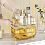 2 Tier Golden Yellow Multifunctional Countertop Cosmetic Storage Organiser
