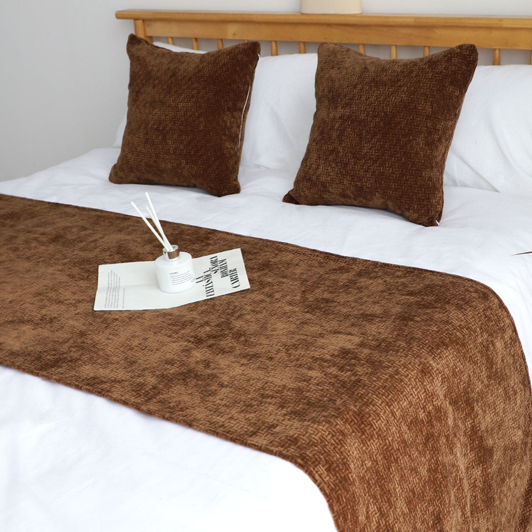 70cm Brown Vintage Bed Scarf Runner Bedding Tail Pad Flag For Home Hotel Set of 3