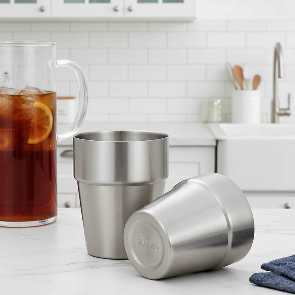 SOGA 175ml Stainless Steel Cups Set of 6 Reusable Durable Silver Drinking Tumblers