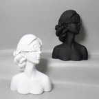 SOGA 36cm White Resin Sculpture Blindfold Lady Bust Design for Home Décor