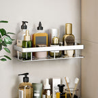 Silver Wall-Mounted Rectangular Bathroom Rack