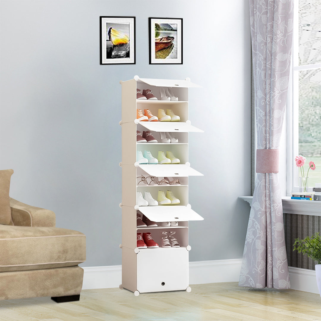 8 Tier White Shoe Rack Organizer