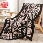 130x160cm Throw Blanket  Black and White