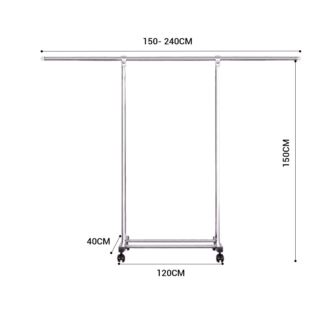 SOGA 180cm Stainless Steel Floor-Standing Clothes Rack - Durable and Space-Saving Laundry Organizer