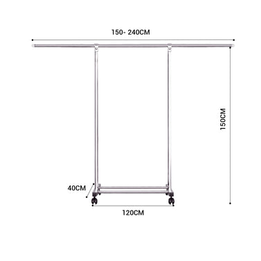 SOGA 180cm Stainless Steel Floor-Standing Clothes Rack - Durable and Space-Saving Laundry Organizer