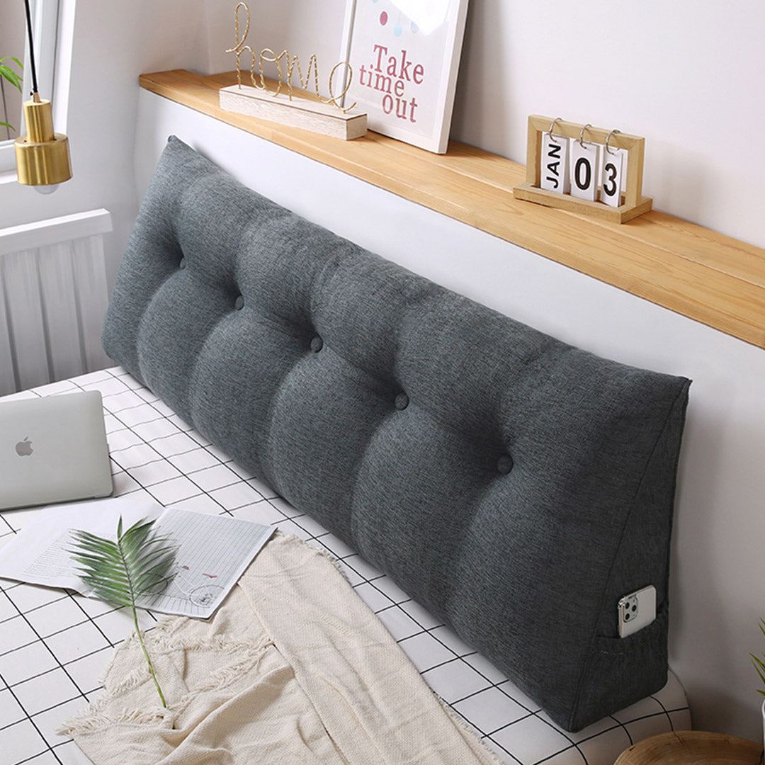SOGA 150cm Dark Grey Triangular Wedge Bed Pillow Headboard Backrest