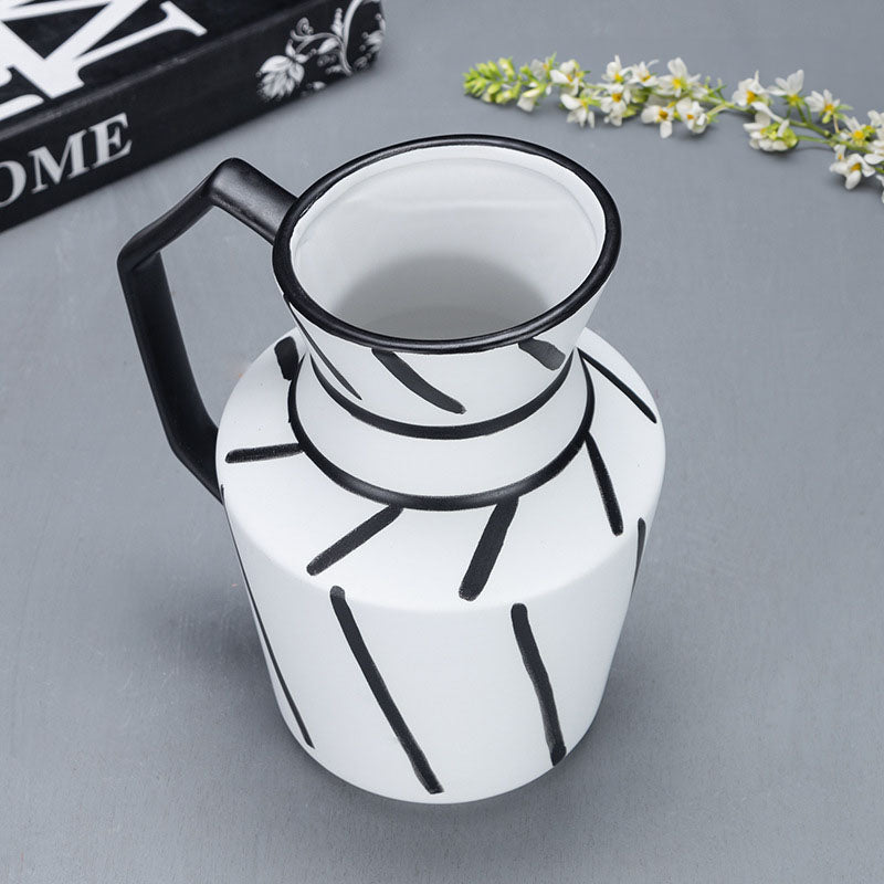 23.5x19.5cm Ornament Modern Ceramic Decorative Pitcher Striped Vase