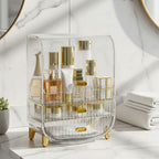 3 Tier Transparent Multifunctional Countertop Cosmetic Storage Drawer Type Organiser