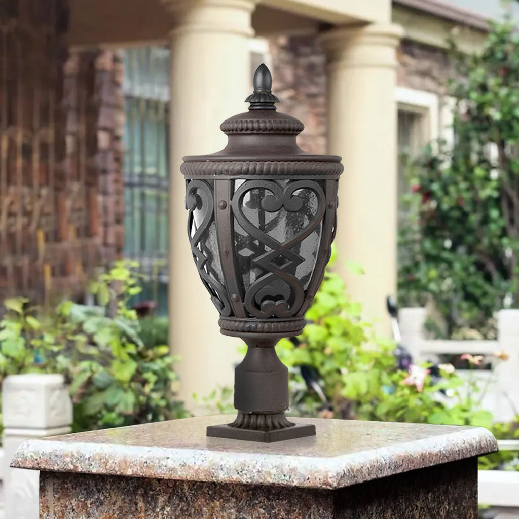 Vintage Lamp 50.8cm Elegant Post Light with Aluminum and Glass Lantern