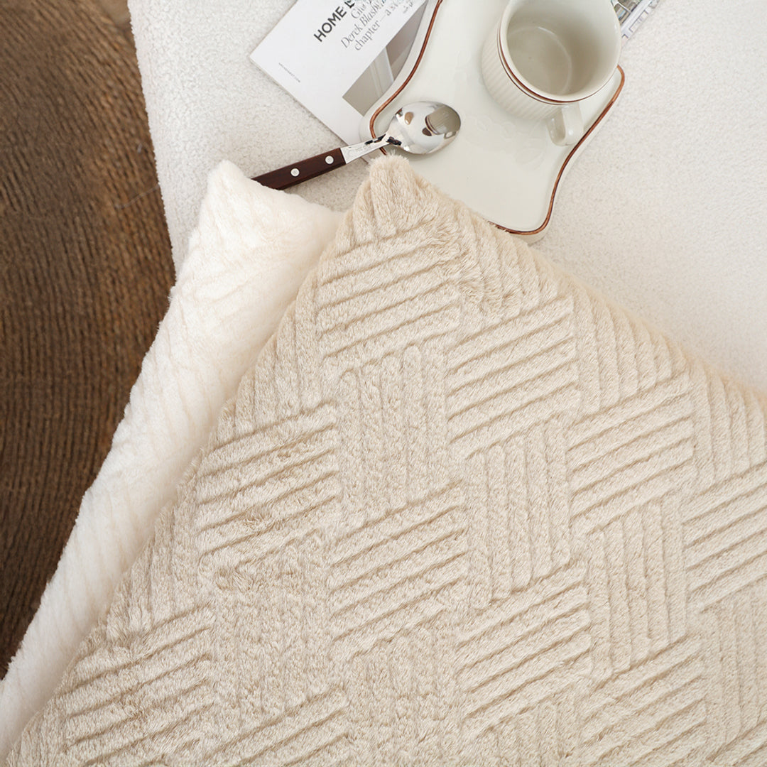 SOGA 45cm Beige Chevron Square Cushion Soft Leaning Plush Backrest Throw Seat Pillow