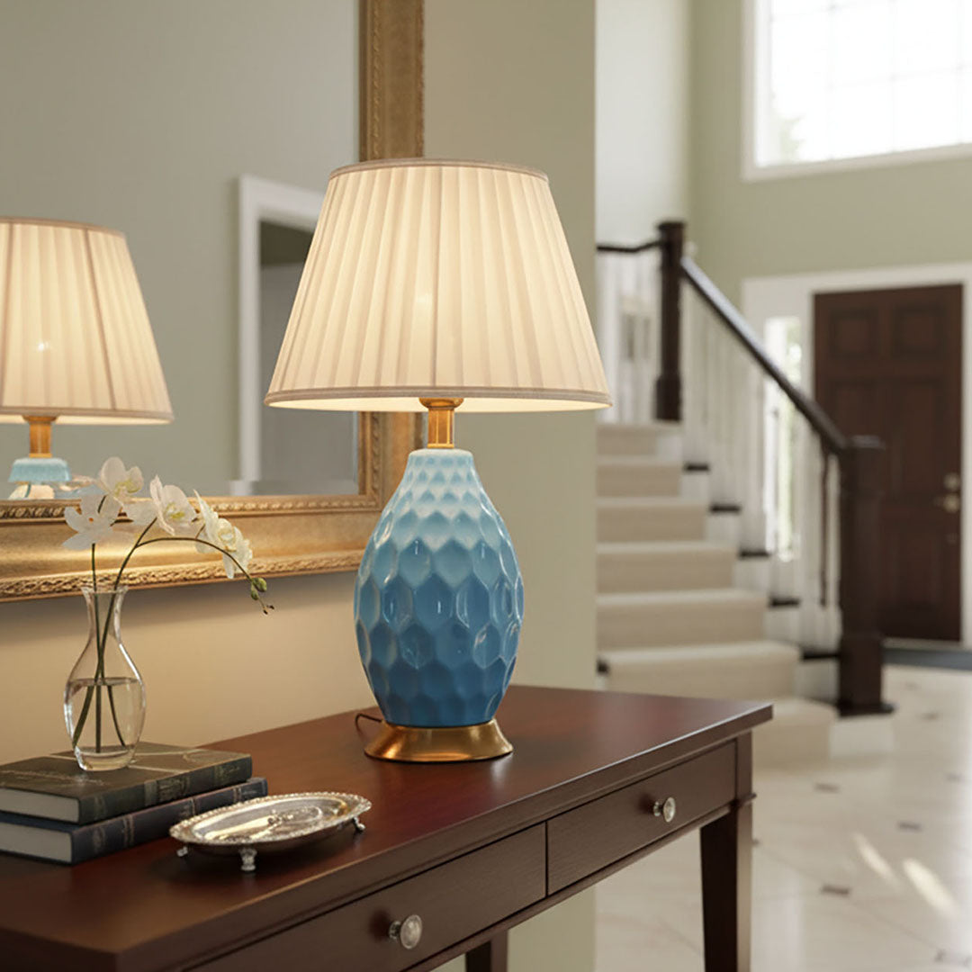 Textured Ceramic Table Lamp Blue