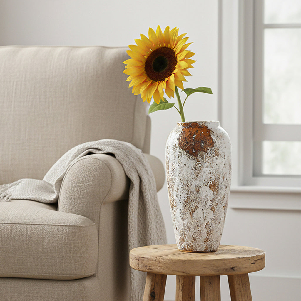 SOGA 35x17 Gradient White Large Ceramic Flower Vase Elegant Living Room Home Decor