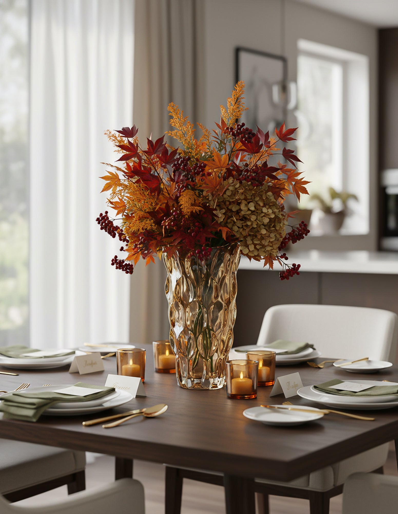 29.8cm Golden Amber Glass Crystal Vase