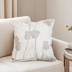 SOGA 45cm Botanical Cream Poppy Flower Print Linen Decorative Throw Pillow