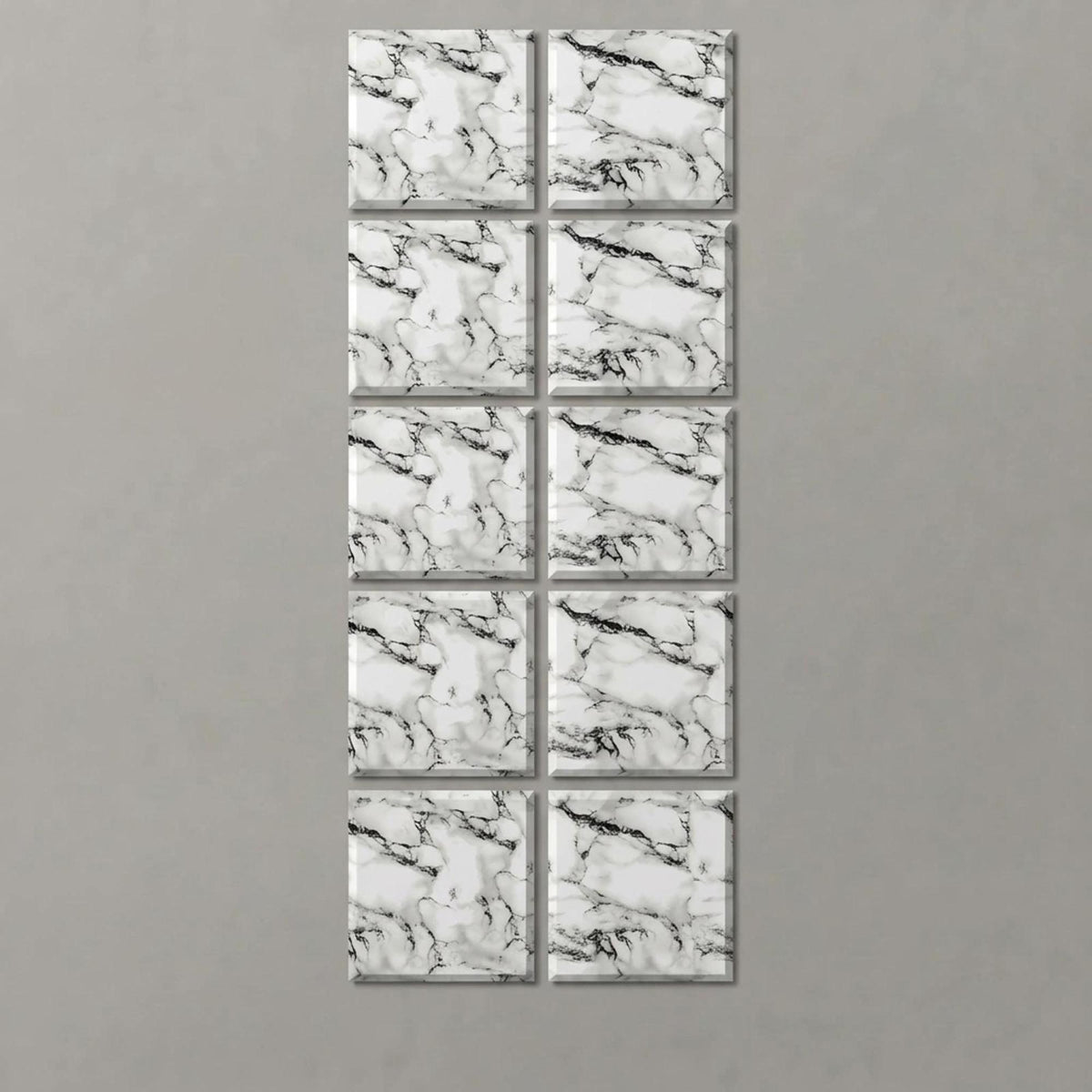 SOGA Peel & Stick Floor and Wall Tiles 30 x 30cm 10 Pack Black White Faux Marble