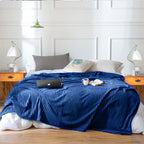 Blue Throw Blanket Warm Cozy Striped Pattern