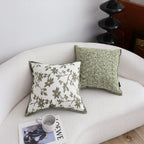 SOGA Floral Cushion 45cm White Green Leaf Botanical Pattern Decorative Throw Pillow