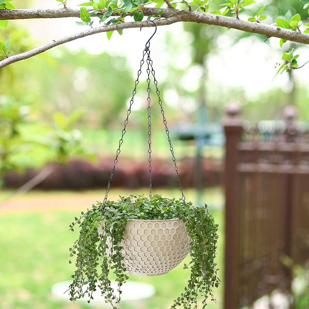 SOGA 2X White Hanging Self-Watering Resin Flower Pots (Large)