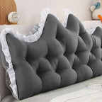 SOGA 90cm Crown Pillow Tufted Charcoal Headboard Cushion for Bed