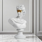 SOGA 40cm White Classical Bust Resin Sculpture with Gold Eye Mask for Modern Home Décor