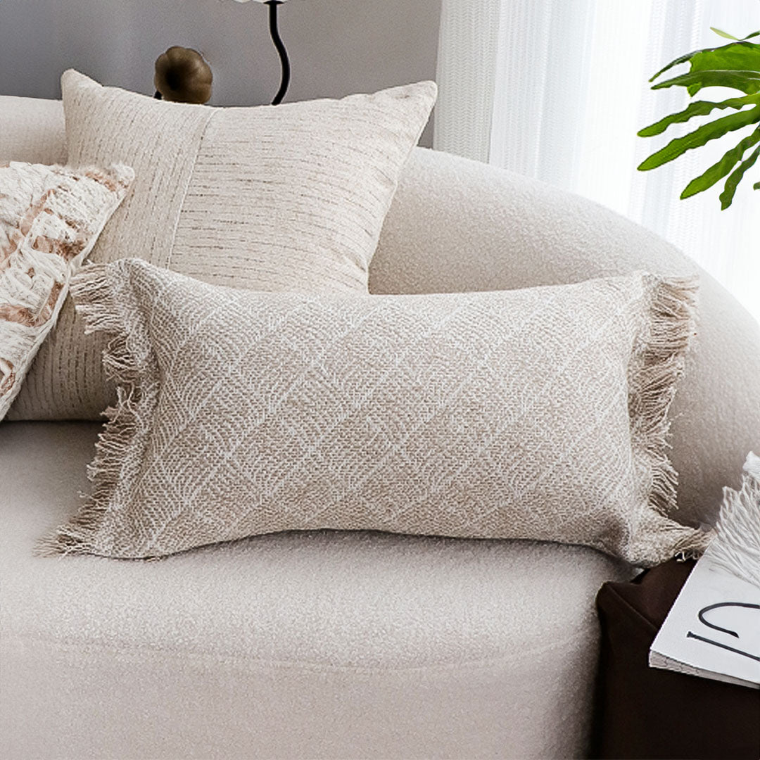 SOGA 2X 35cm Natural Woven Fringe Throw Pillows