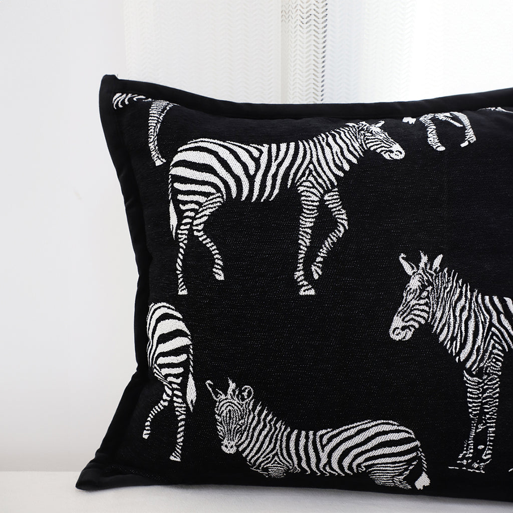 45cm Black Light Luxury Zebra Cushion