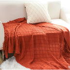 Red Diamond Pattern Knitted Throw Blanket