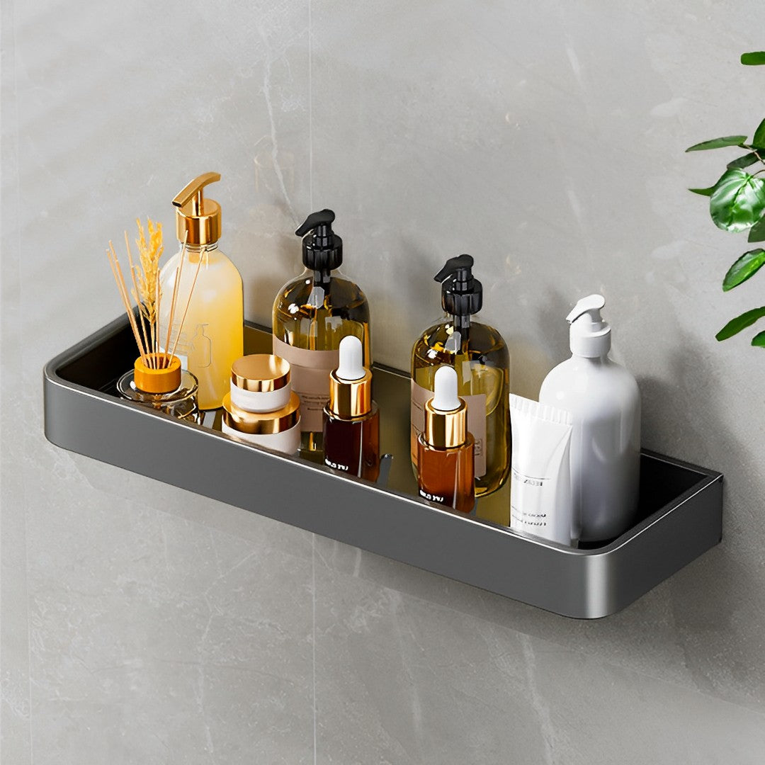 30cm Black Wall-Mounted Rectangular Kitchen Spice Storage Rack