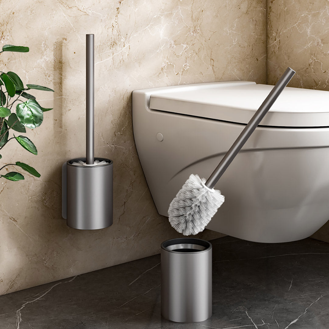 27cm Wall-Mounted Toilet Brush –Dark Grey with Drain Holes