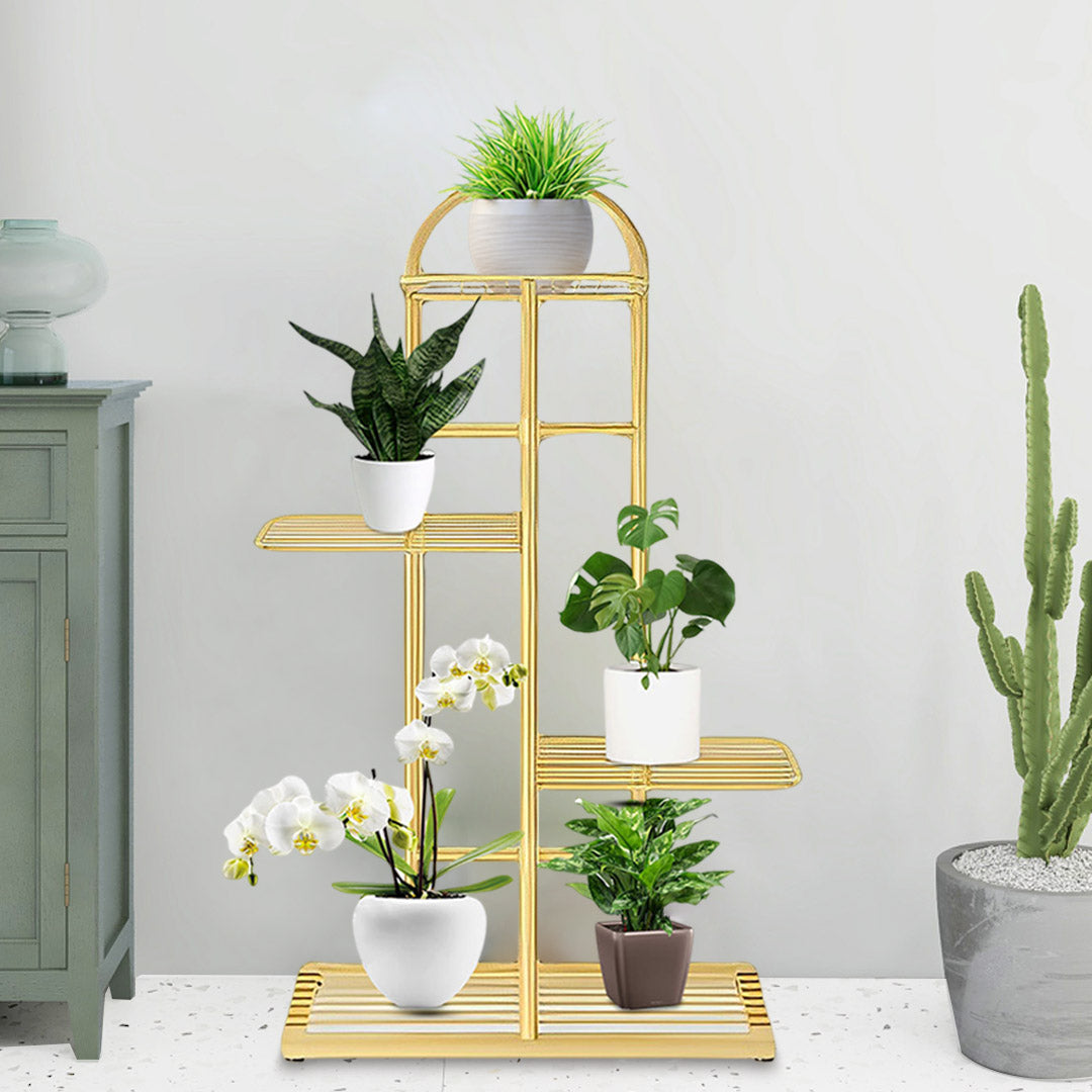 4 Tier Gold Metal Plant Flowerpot Display Rack