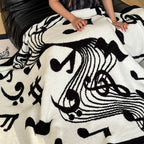 130x160cm Throw Blanket Black and White Musical Note