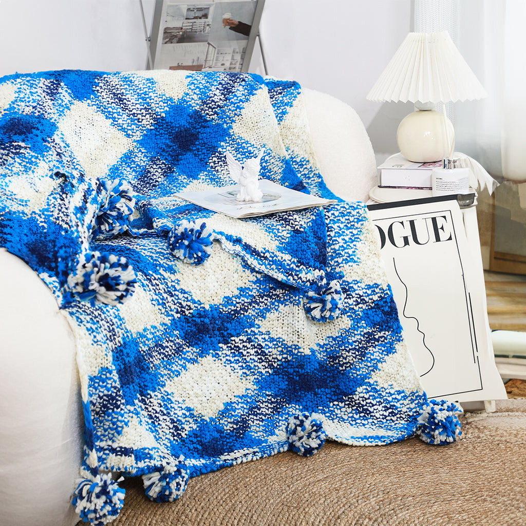 90x200cm Throw Blanket  Blue Deep Sea Gradient Dyed Art