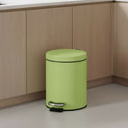 Foot Pedal Stainless Steel Trash Bin Round 7L Green