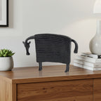 SOGA 24cm Black Cow Sculpture with Dotted Pattern in Resin for Modern Home Décor
