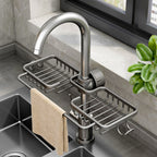 Dark Grey Kitchen Sink Faucet Organiser with Towel Bar Holder