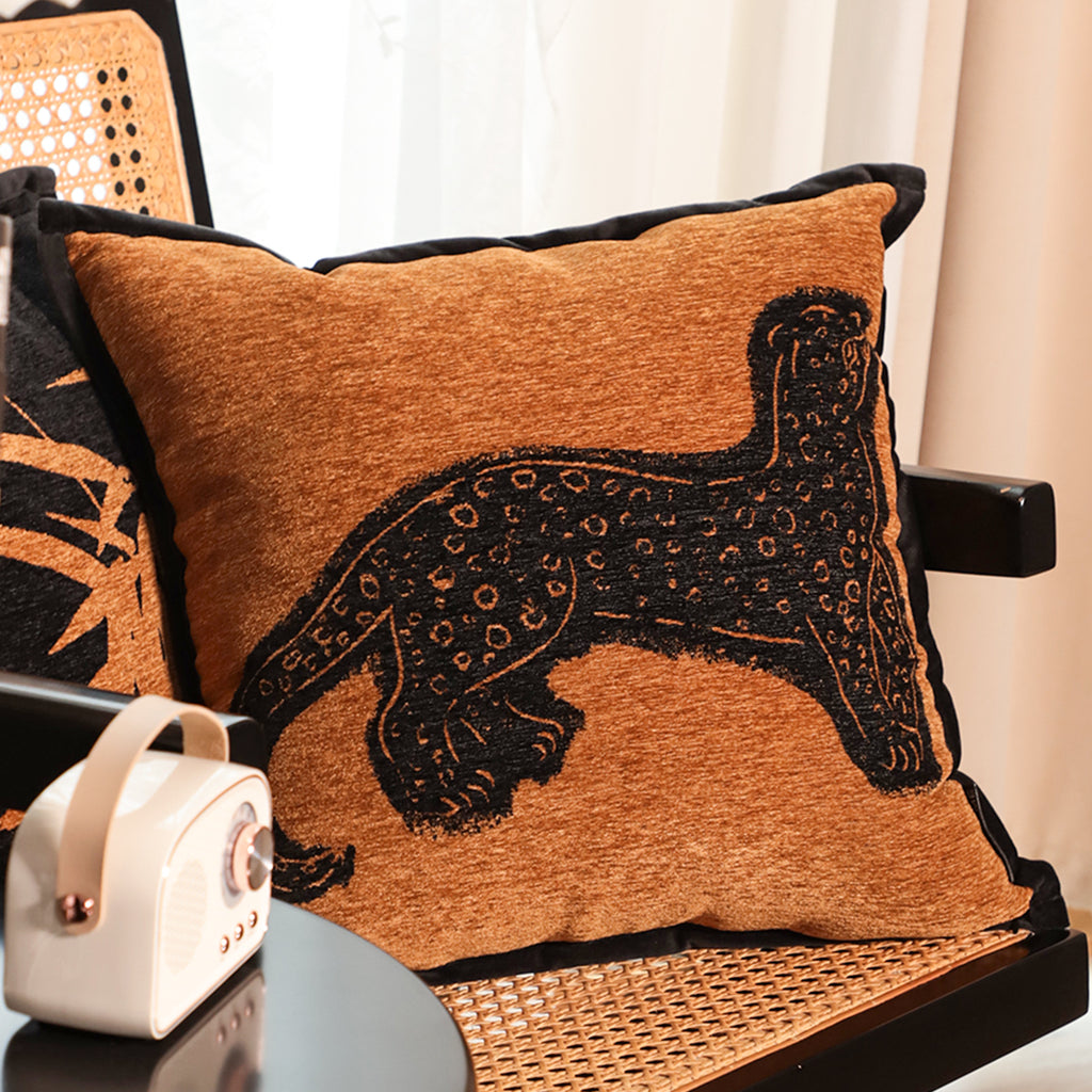 SOGA 45cm Stylish Golden Yellow Black Leopard Pattern Throw Pillow