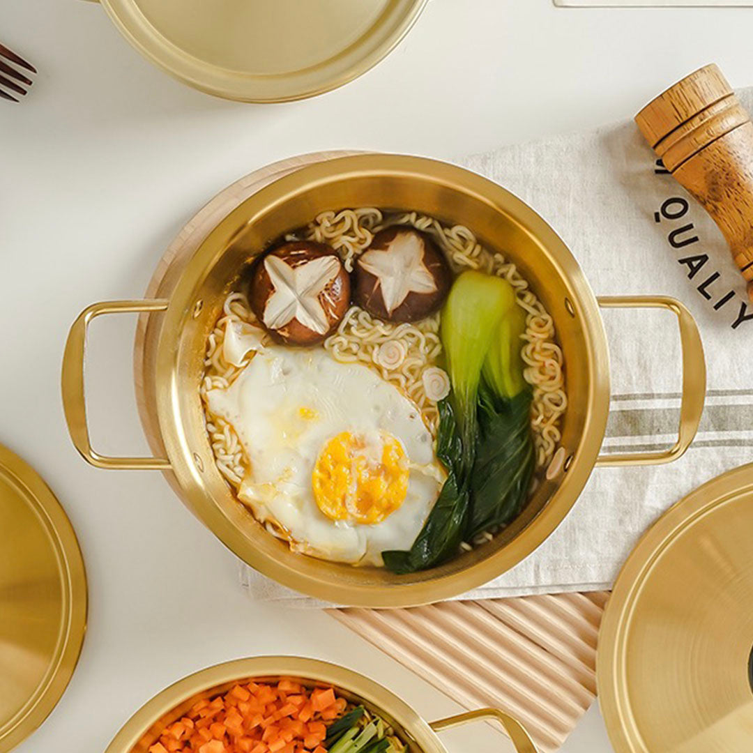 SOGA 20cm  Ramen Pot in Vibrant Yellow Crafted from Durable with Lid Kitchen Essential