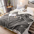 Grey Throw Blanket Warm Cozy Double Sided