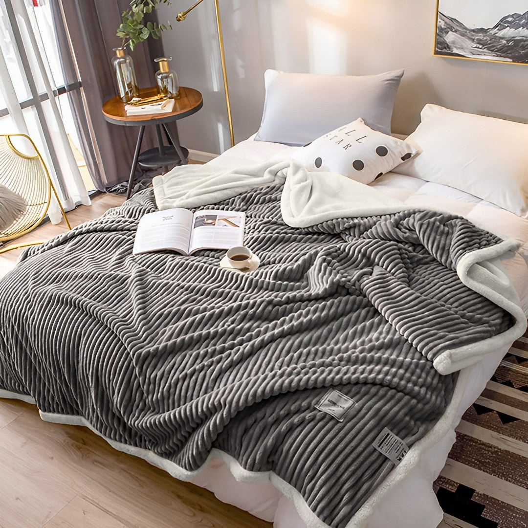 Grey Throw Blanket Warm Cozy Double Sided