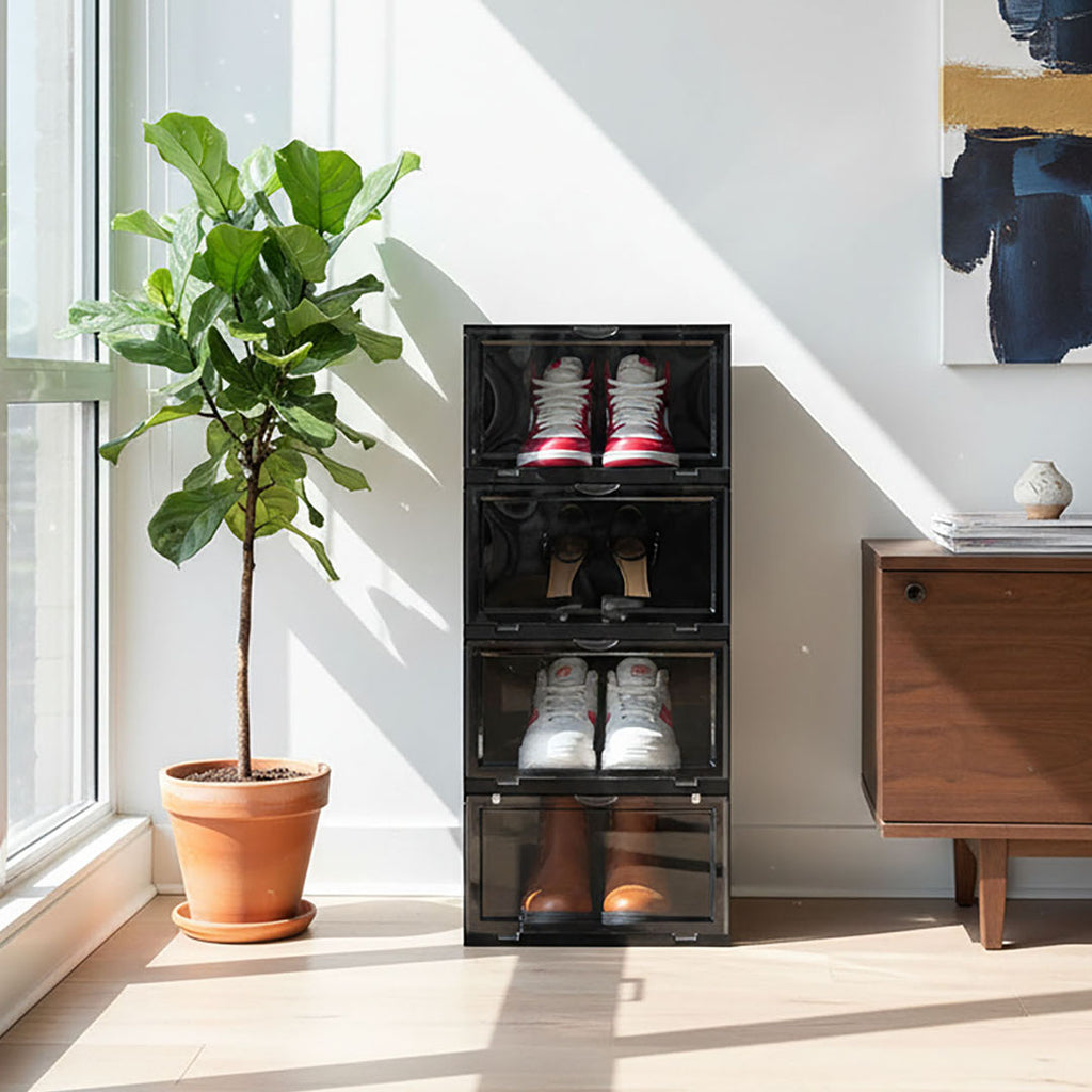 4 Tier Black Shoe Organiser
